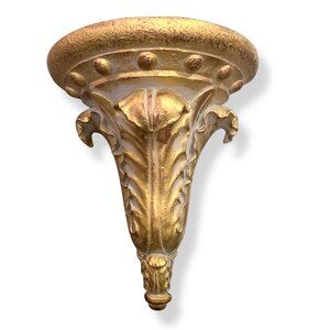 Italian Neoclassical Style‎ Gold Scalloped Demilune Sculptural Wall Shelf Sconce